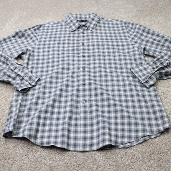 John Varvatos Shirt Men XL Gray Plaid Wire Collar & Cuffs 100% Cotton L/S Button - Picture 3 of 13